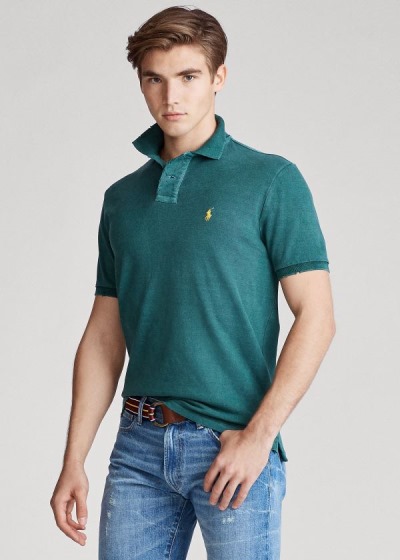 Polos Polo Ralph Lauren Hombre Verdes - Custom Slim Distressed - BLPKS4159